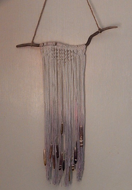 Macrame and Sea Urchin Spine Wall Hanging - Product Image