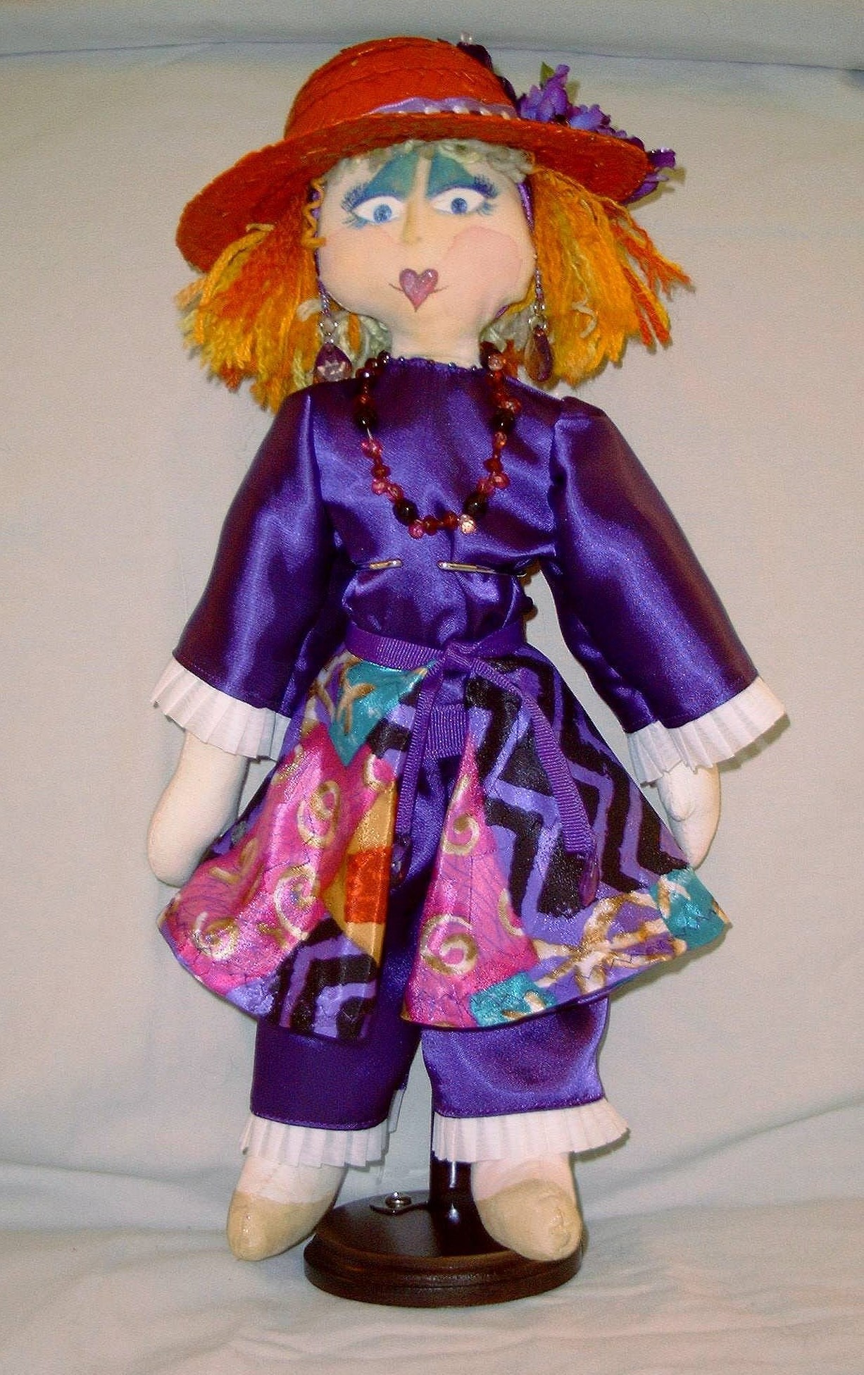 Small Cloth Doll Red Hatter- 13" - Product Image